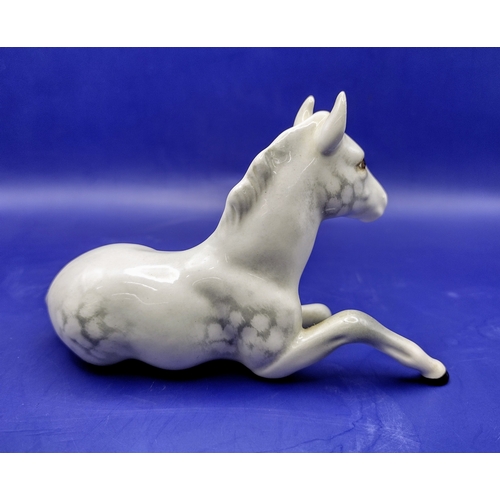 113 - Beswick Reclining Foal Model No. 915 in Dappled Grey with Early Indented Mark, Designed by Arthur Gr... 