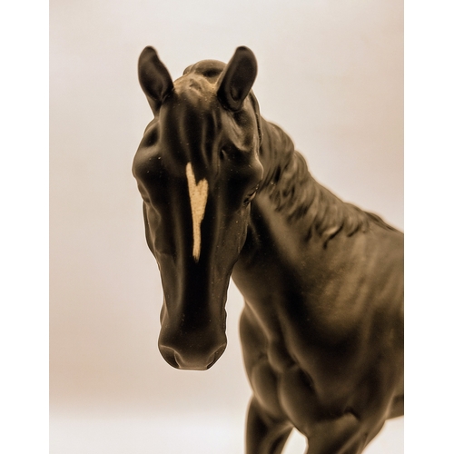 114 - Beswick Black Beauty Model H2466 in Matte Black with White Blaze, Designed by Graham Tongue, Introdu... 