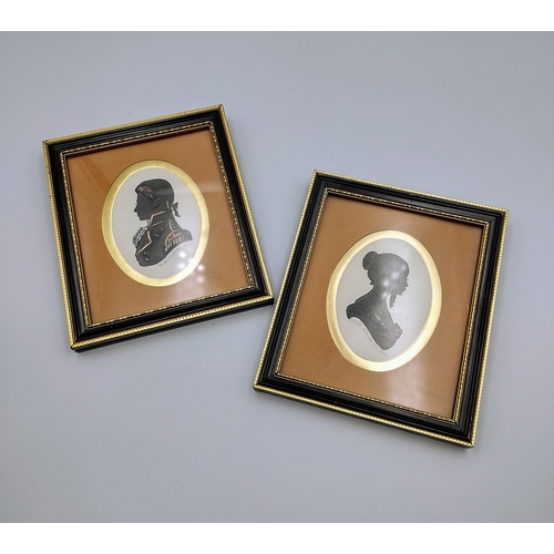 121 - Pair of Hand-Tinted Silhouette Portraits, 