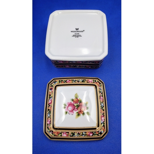 124 - Vintage Wedgwood Clifton Box in Clio Pattern, Bone China, Dated 1992, with Original Box