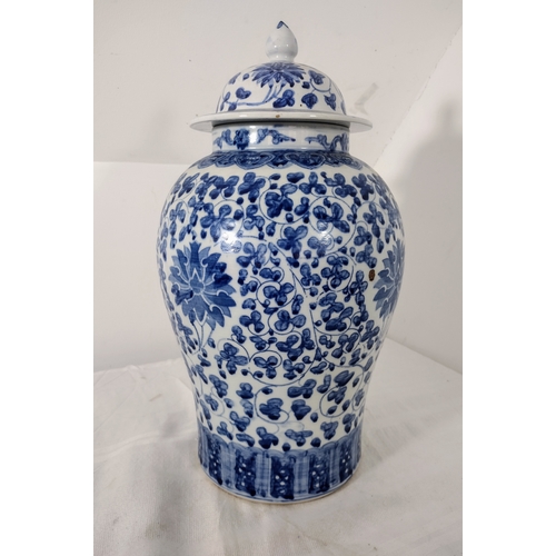 127 - Chinese Kangxi Style Blue and White Porcelain Temple Jar, Late Qing Dynasty, Circa 1880–1920 approx ... 