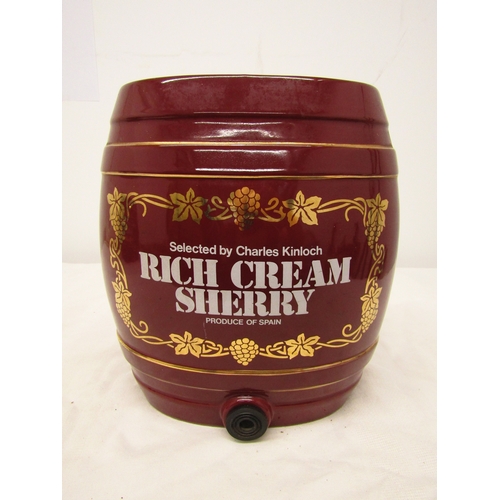 145 - Royal Norfolk Red Ceramic Barrel-Style Sherry Dispenser Featuring Rich Cream Sherry Branding, Circa ... 