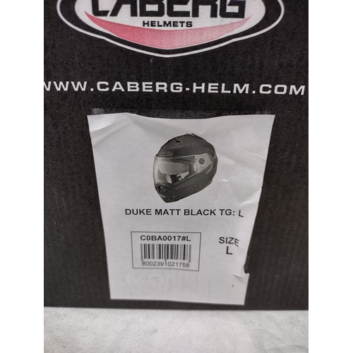 146 - Caberg Duke Matt Black Motorcycle Helmet, Size L, Complete With Box, User Manuals, and Protective Ba... 