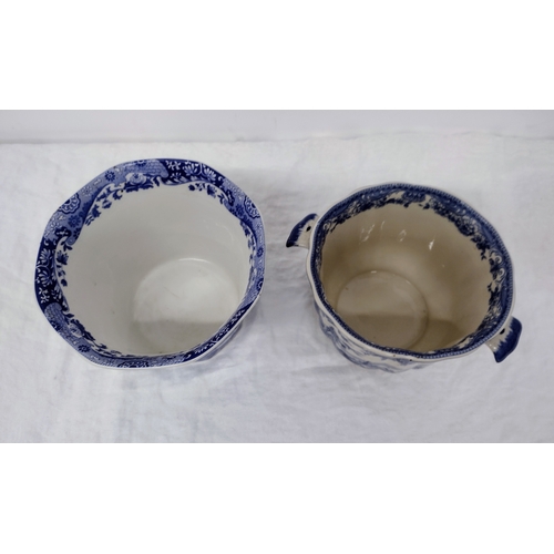 166 - Two Contemporary English Pottery Transfer Ware Planters. Spode and Past Times. Approx 180mm diameter... 