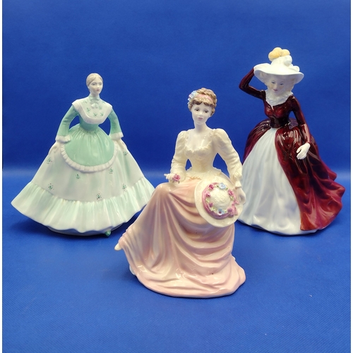 183 - Set of Vintage 20th Century Coalport Figurines Including Lady in Lace, Margaret, and Beverley