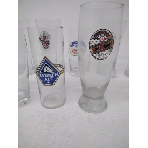 308 - Set of 13 Branded Half Pint Beer Glasses Featuring Beck’s, San Miguel, Peroni, Hannen Alt, Lamot Pil... 