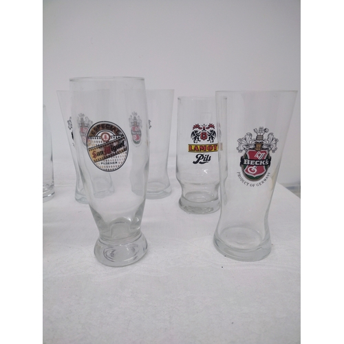 308 - Set of 13 Branded Half Pint Beer Glasses Featuring Beck’s, San Miguel, Peroni, Hannen Alt, Lamot Pil... 