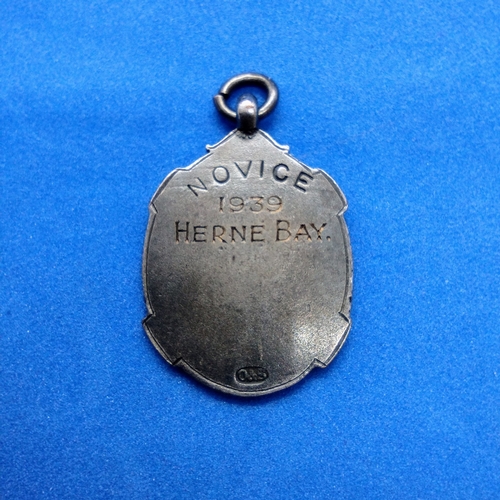 481 - 1939 Amateur Coast Rowing Association Silver Plate and Enamel Medal 'Novice' for Herne Bay