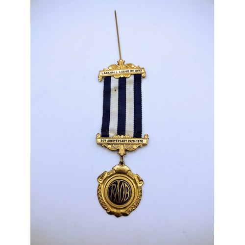 487 - Royal Antediluvian Order of Buffalos (RAOB) Jewel / Medal: Larkhill Lodge 50th Anniversary 1920-1970