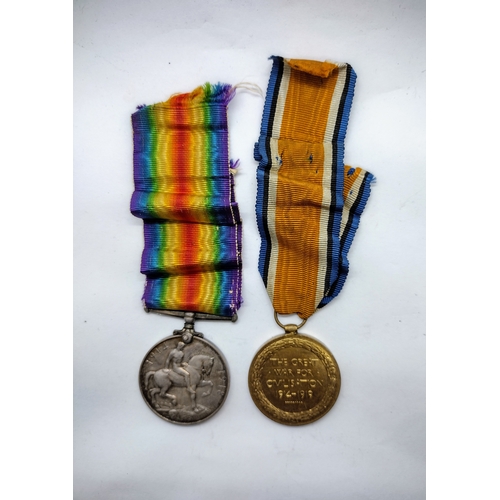 489 - WWI Pair of Medals Issued to PTE. N. T. Bassett (20863) The Queens Regiment, War & Victory Medal