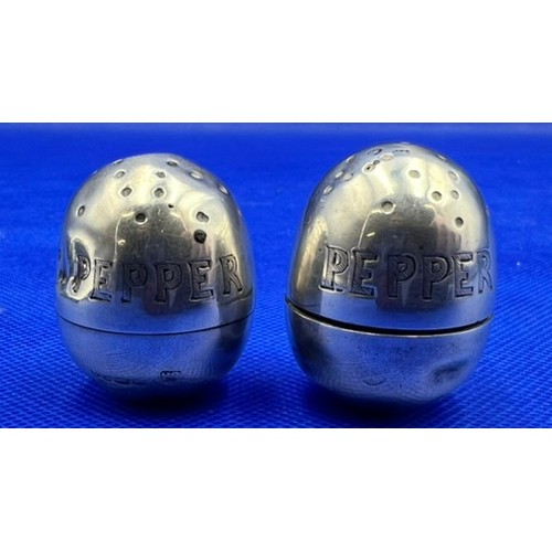 81 - Two Antique Novelty Silver Pepper Shakers Fully Hallmarked Sheffield 1885 & 1886. Approx 25g Silver ... 