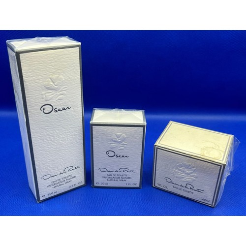 79 - Three New & Boxed Bottles of Oscar de la Renta Perfume Bottles in 100ml , 60ml & 30ml