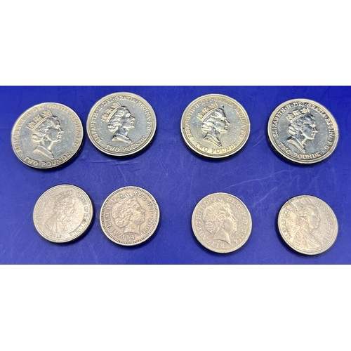 403 - 4 Old Style Two Pound Coins & 4 Old Style One £ Coins to include 1989, 1996, 2001, 2014