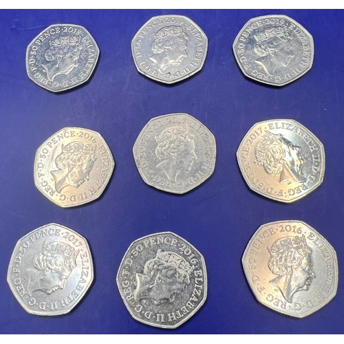 405 - 9 Collectible Commemorative Coins 50p Pieces to include 2018 Paddington Bear, 2 Different 2019 Paddi... 