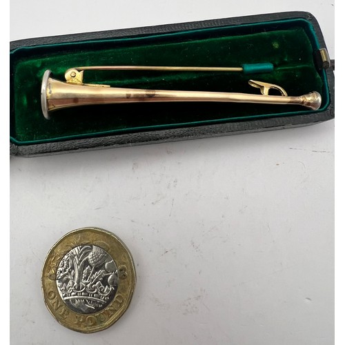 7 - Gold On Silver Trumpet Brooch Boxed