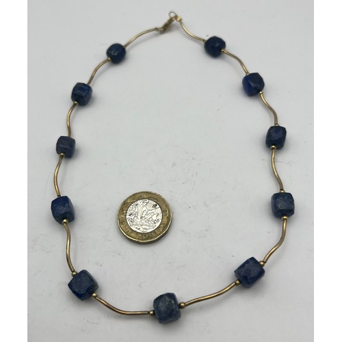 6 - Gold Plated 925 Marked Silver on Clasp Necklace with Cut Stones