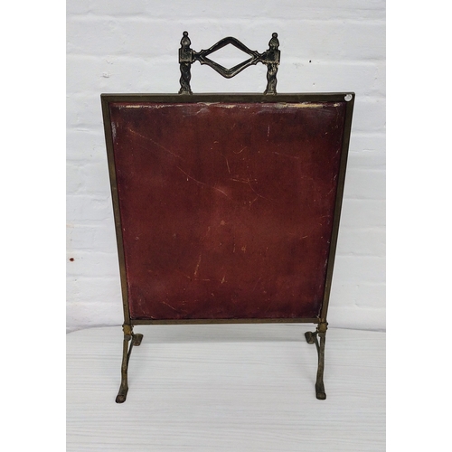 405 - Edwardian Brass Framed Cheval-Style Fire Screen Mirror with Starburst Etching, Circa 1900–1910