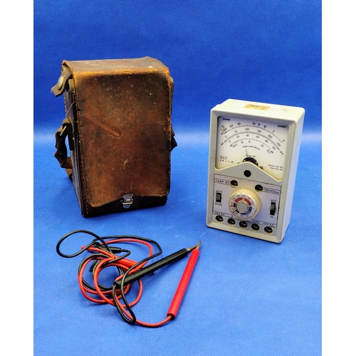 212 - Vintage 1960s–1970s Risso Model 60 Analog Multimeter with Leather Case and Test Leads