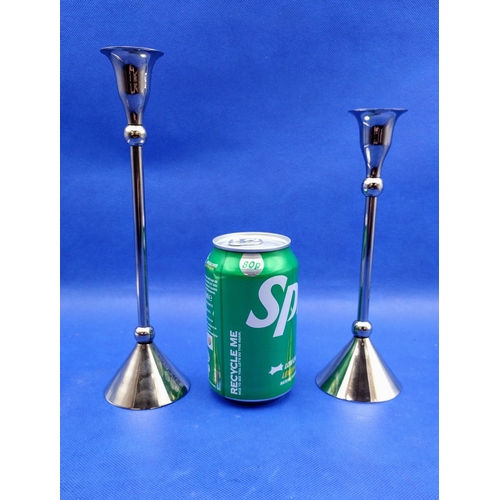 214 - Vintage Silver-Tone Pair of Candlesticks, Approx. 20 cm and 23 cm High