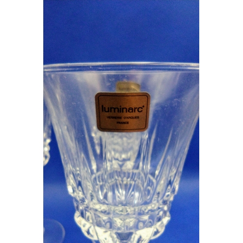 306 - Vintage Luminarc French Crystal Wine Glass Set with Silver-Toned Stand, Circa 1990s