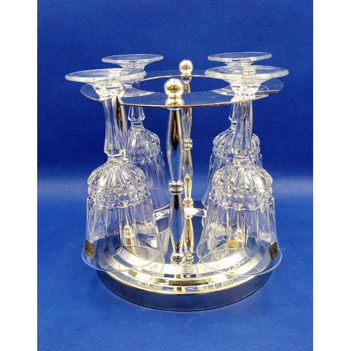 306 - Vintage Luminarc French Crystal Wine Glass Set with Silver-Toned Stand, Circa 1990s