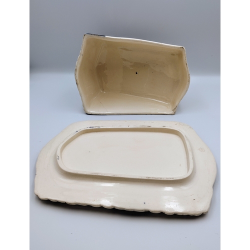 396 - Large 19th Century English Pottery Cheese Dish Slightly a/f