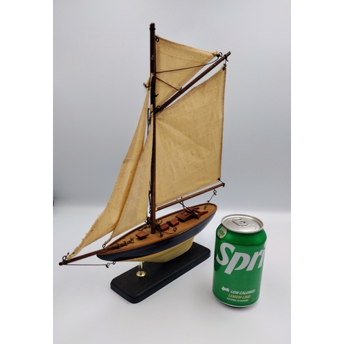 277 - Wooden Model of a Fishing Boat, Mid to Late 20th Century, with Painted Detail and Display Stand