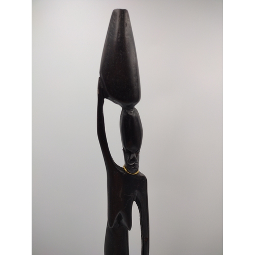 455 - Pair Vintage East African (Possibly Makonde) Ebony Sculptures Depicting Stylised Male and Female Fig... 