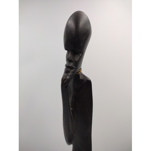 455 - Pair Vintage East African (Possibly Makonde) Ebony Sculptures Depicting Stylised Male and Female Fig... 