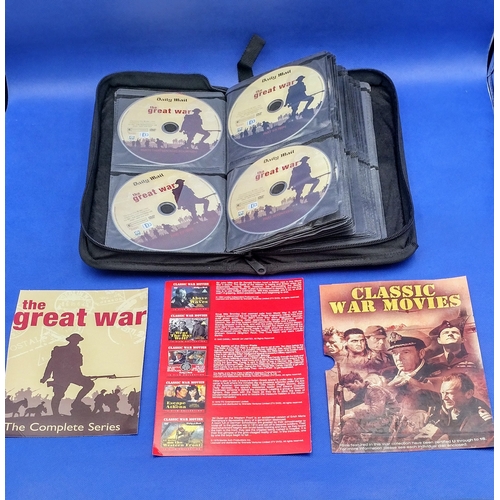 244 - Collection of 30+ WW2 Documentary and Film DVDS in zip up pouch.