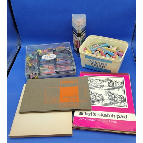 274 - Collection of Art Sketching Books Crayons Coloured Pencils and Pastel Chalks