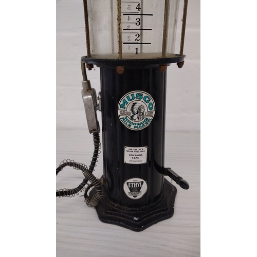 421 - Vintage 1920s-Style Musgo Gasoline Miniature Replica Gas Pump, Serial No. 87-061033, Decorative Petr... 