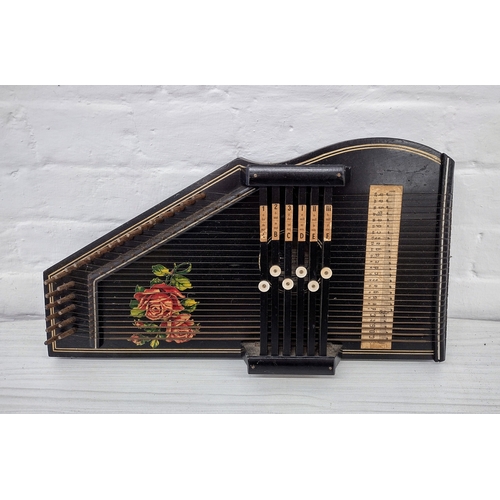 243 - Vintage Rosetti 25-String 6 Bar Chord Autoharp Zither, Mid-20th Century