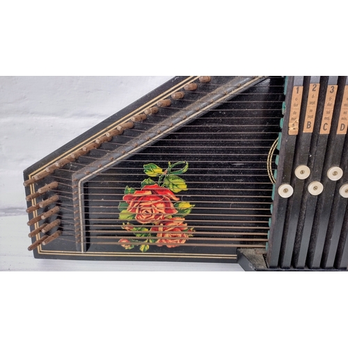 243 - Vintage Rosetti 25-String 6 Bar Chord Autoharp Zither, Mid-20th Century