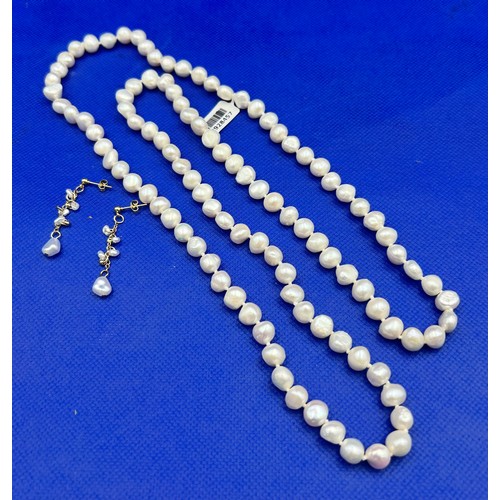 8 - Fresh Water Pearl Necklace & Earrings