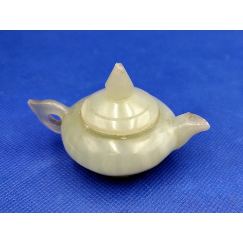 15 - Late Qing Dynasty Carved Jade Miniature Teapot slightly a/f