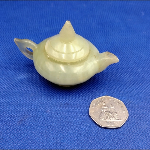 15 - Late Qing Dynasty Carved Jade Miniature Teapot slightly a/f