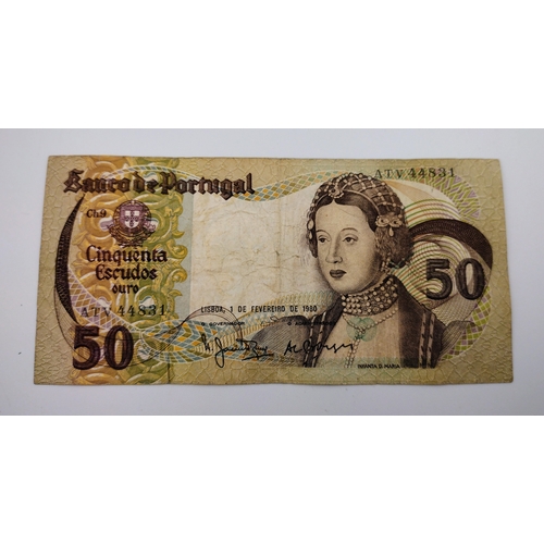 27 - Portuguese 50 Escudos Banknote, 1980 Issue, Featuring Infanta D. Maria and Sintra Palace, Circulated... 