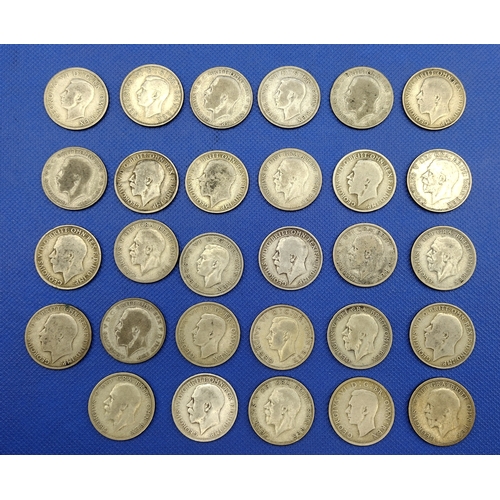 31 - Group of 29 British Florins, 1914–1944, Including 1914, 1921, 1923, 1920, 1924, 1928, 1926, 1929, 19... 