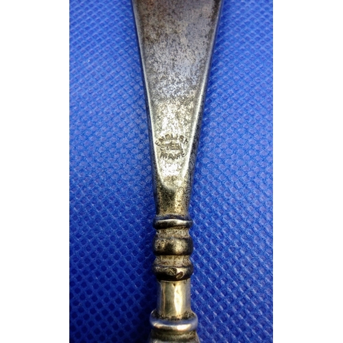 32 - 1926 Birmingham Hallmarked Sterling Silver-Handled Shoehorn by Crisford & Norris, Steel Blade, 17cm