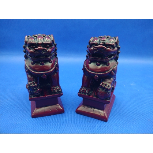 254 - Vintage Pair of Chinese Resin Foo Dog Guardian Lion Figurines, Approx. 11cm High