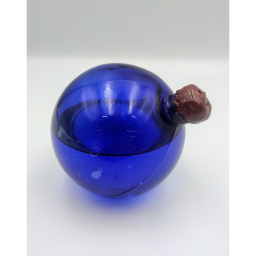 261 - Cobalt Blue Glass Fire Extinguishing Grenade Still Sealed, Circa 1880–1910 possibly made by Haywards... 