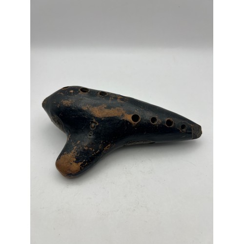 282 - Vintage Heinrich Fiehn Pottery Ocarina 10 Hole Vessel Wind Flute Vienna Austria a/f