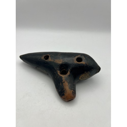 282 - Vintage Heinrich Fiehn Pottery Ocarina 10 Hole Vessel Wind Flute Vienna Austria a/f