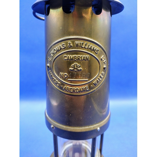 284 - Mid-20th Century E. Thomas & Williams Cambrian Miners' Safety Lamp, Aberdare, Wales, Serial No. 4736... 