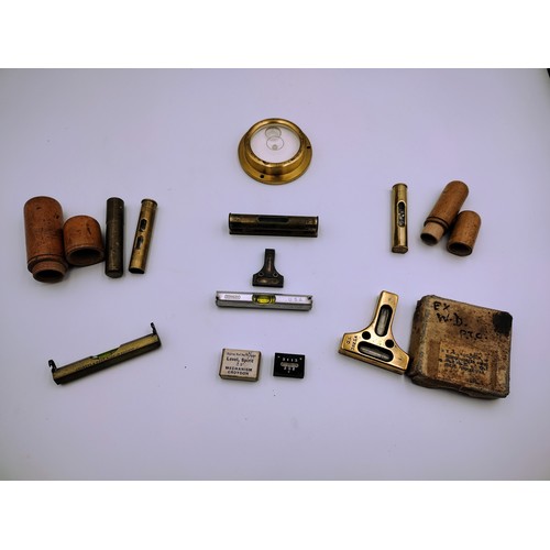 287 - Set of Early to Mid-20th Century Brass, Military, and Aluminium Spirit Levels by J. Rabone & Sons, S... 