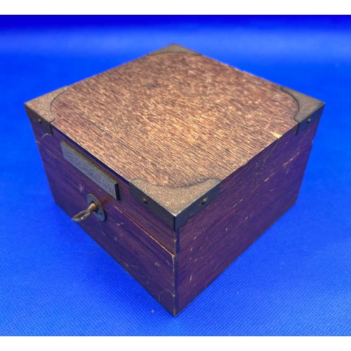 298 - Wooden Box Barometer With Key