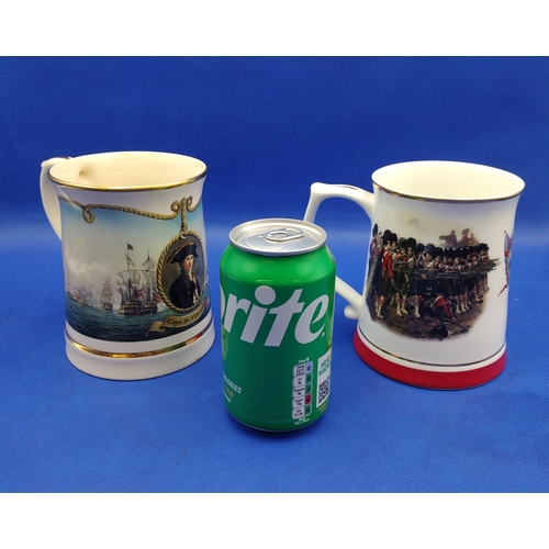 318 - Set of 2 Danbury Mint Bone China Tankards Commemorating the Battles of Cape St. Vincent 1797 and Bal... 