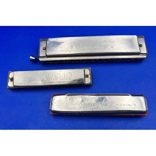 332 - Three Vintage Harmonicas by Hohner to include Jonny Boy, Chromonika III & Weekender