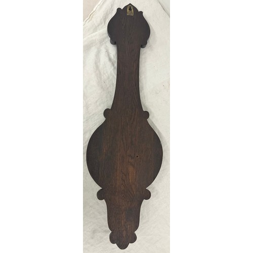 392 - Large Victorian Carved Oak Banjo Barometer